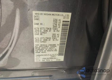 2015 Nissan Titan Pro-4X from USA, damaged, VIN 1N6BA0EC6FN512573
